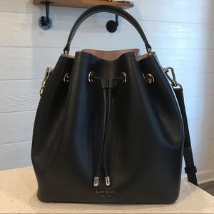 Kate Spade Black Leather Crossbody Bucket Bag